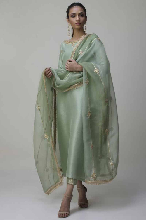 light green mehndi dress Green | Abstract Wrap Pleated Midi Dress