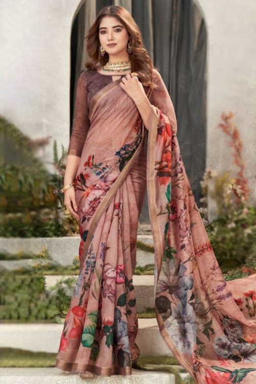 Dusty Pink Cotton Silk Woven Zari Light Weight Saree