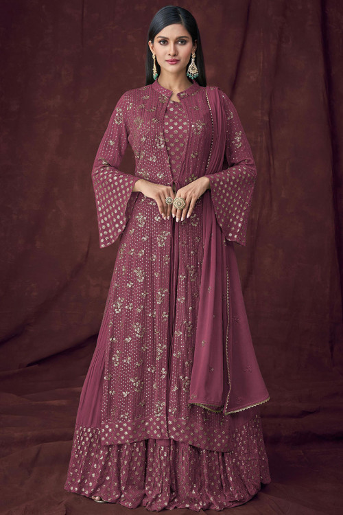 Buy Resham Embroidered Net Eid Sharara Suit In Cream Colour Online -  LSTV04152 | Andaaz Fashion