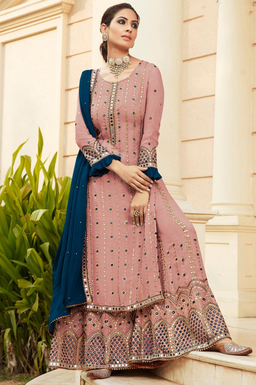 Buy Pink Net Wedding Wear Embroidery Work Pakistani Suit Online From  Wholesale Salwar