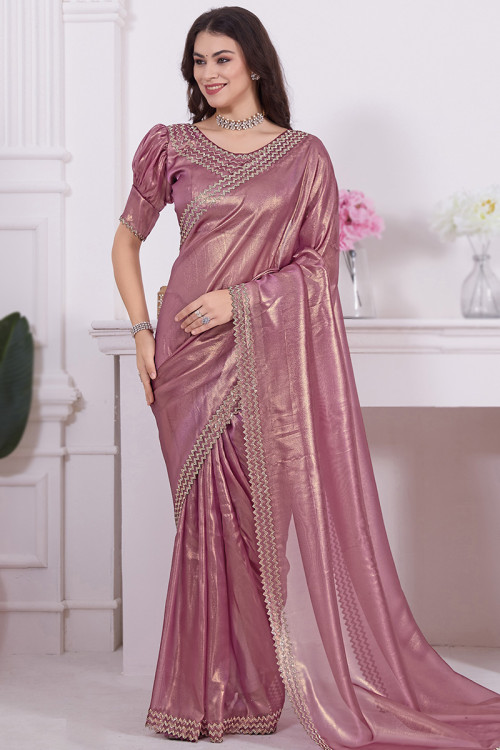 Buy Tissue Puff Sleeve Embroidered Plus Size Sarees Online for Women in UK
