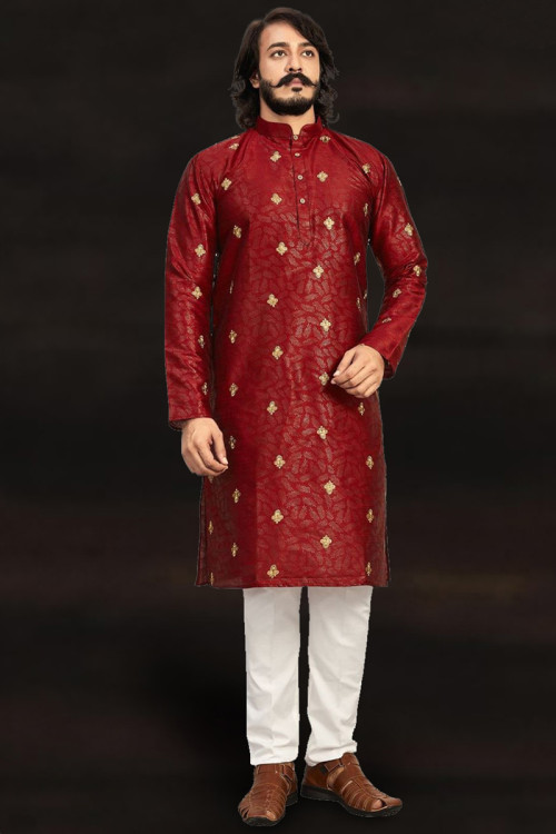 Maroon kurta pajama punjabi outlet