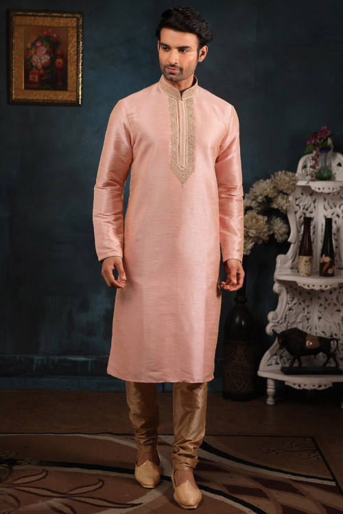 Eid Special Kurta In Pastel Pink With Churidar for Eid
