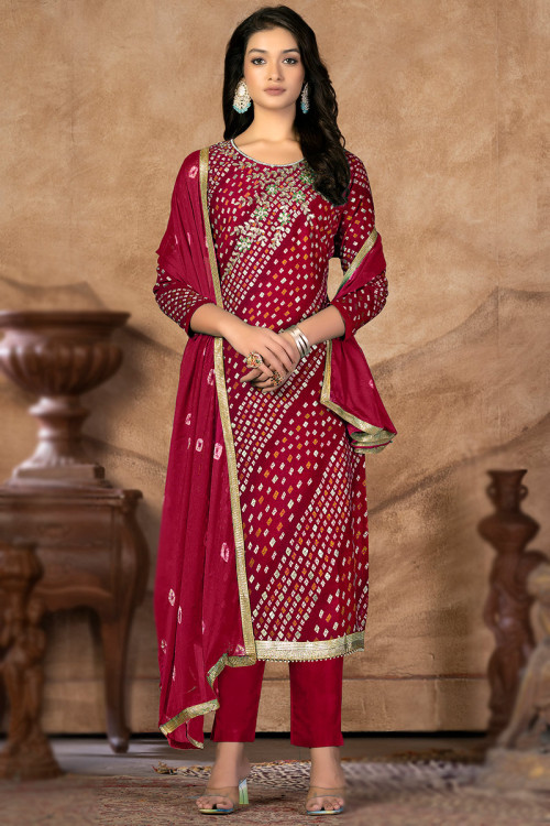 Shop Exquisite Bandhani Suits Bandhej Salwar Kameez Online USA