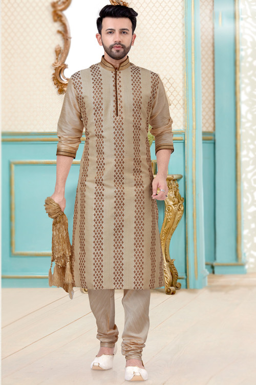 Buy Festival Wear Beige Churidar Cotton Men Kurta Pajama MKPA04746