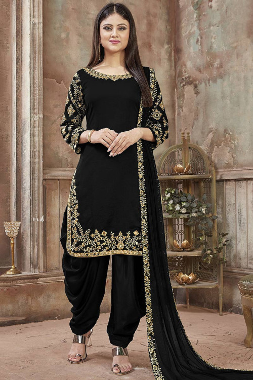 Buy Shopper Pick Beige Embroidered Punjabi Patiala Salwar Suit Dress  Material at Amazon.in