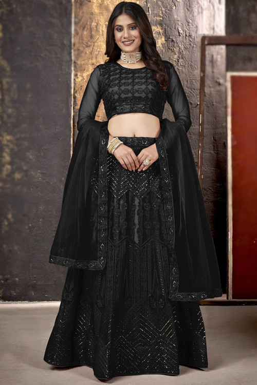 Black Net Lehenga Choli (NWG-750)