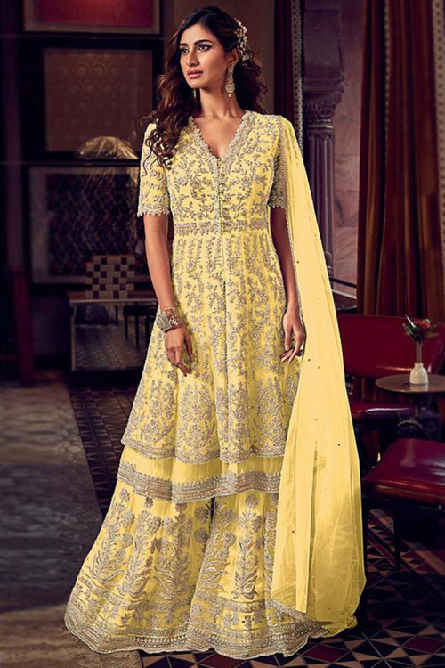 Discover 262+ yellow sharara suit online