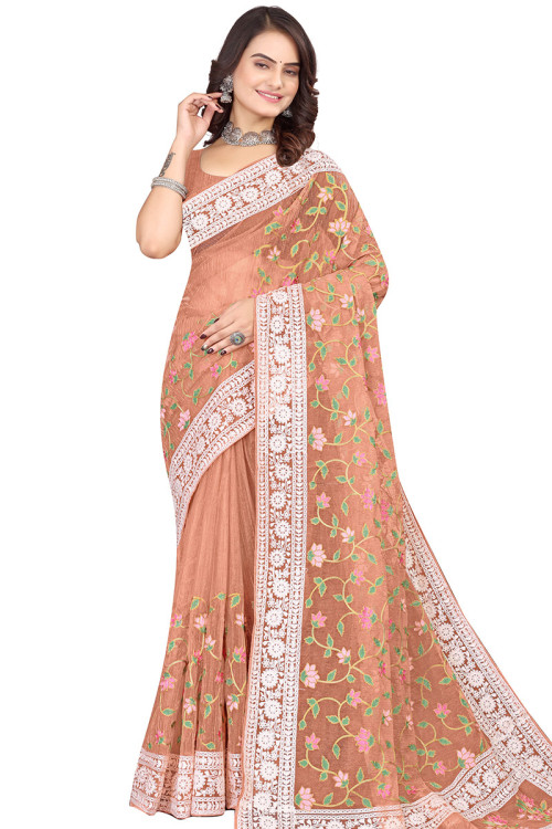 Buy Trends Organza Embroidered Sarees Online for Women in UK