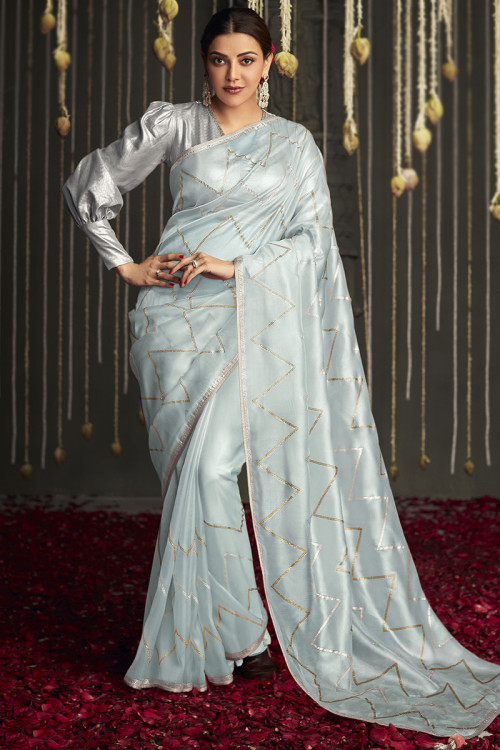 Buy Anavila Green Organza Silk Puff Sleeve Saree Blouse Online | Aza  Fashions