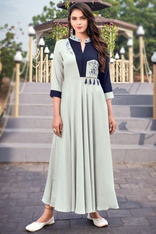 Grey colour long kurtis top