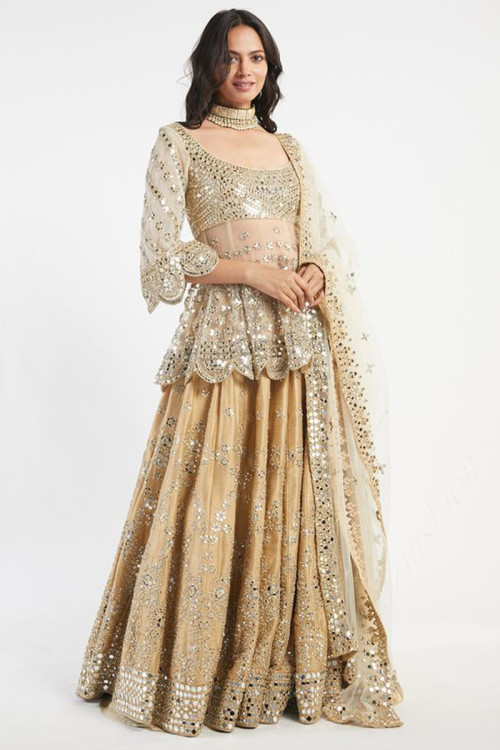 Silk Gold Resham Embroidered Lehenga for Party 