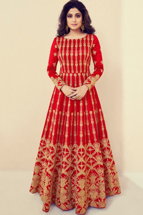 Red Bridal Wedding Georgette Indian Pakistani Anarkali Suit SFFZ130782 –  Siya Fashions