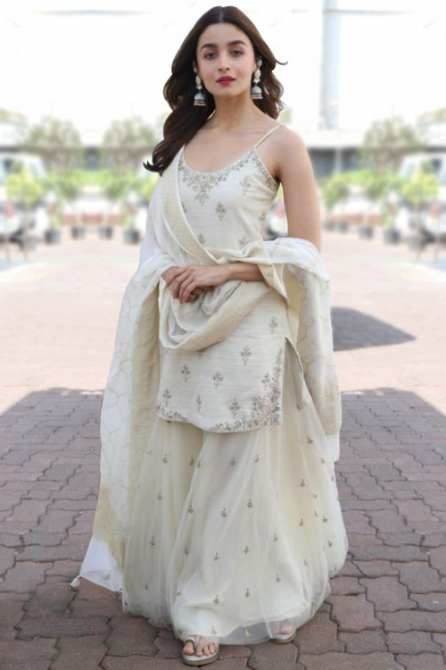 Sharara - White and Off White - Salwar Kameez: Shop online Salwar Suits