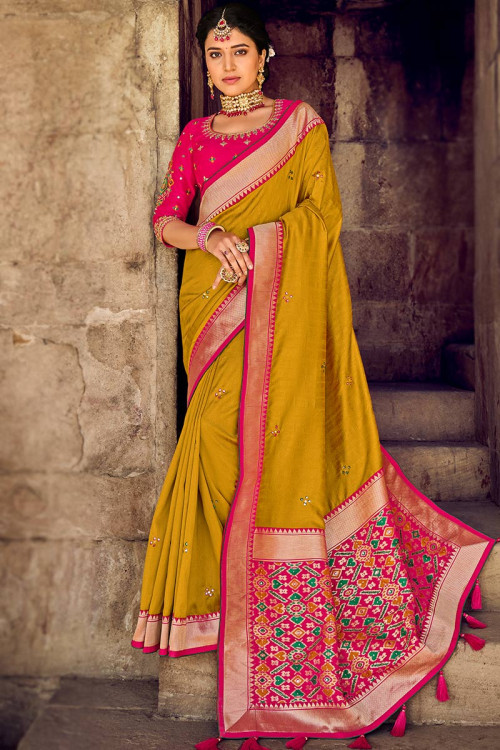 Buy Broad Border Yellow Cutdana Work Diwali Dress Collection Online for  Women in USA