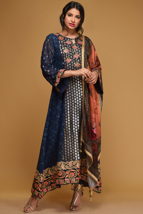 Vipul Tulip Wholesale Satin Digital Print With Swarovski Long Straight Suits  - textiledeal.in