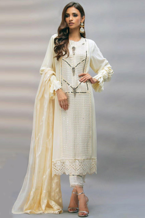 Buy 62 7XL Size A Line White Pakistani Wedding Clothing Online for