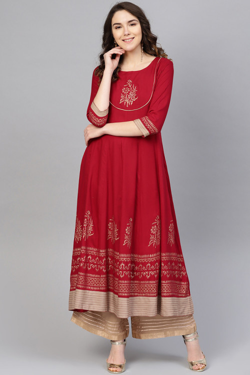 Cotton long kurtis for ladies sales