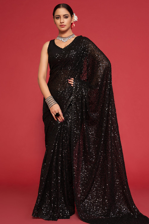 Designer party wear black sarees store