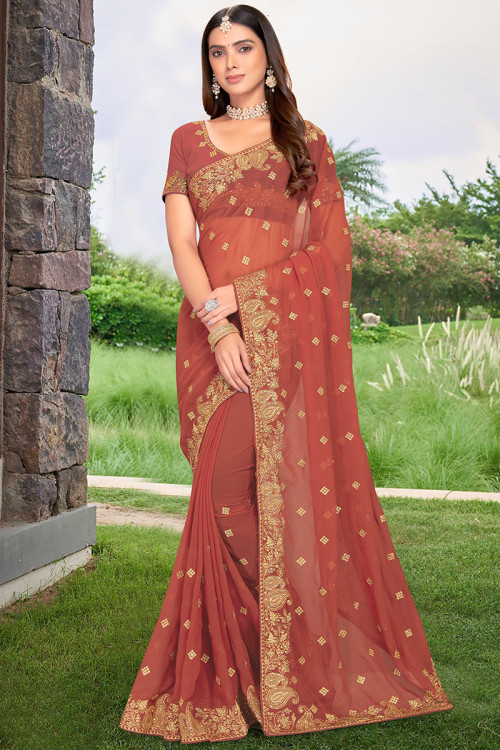 Red georgette sarees best sale party wear