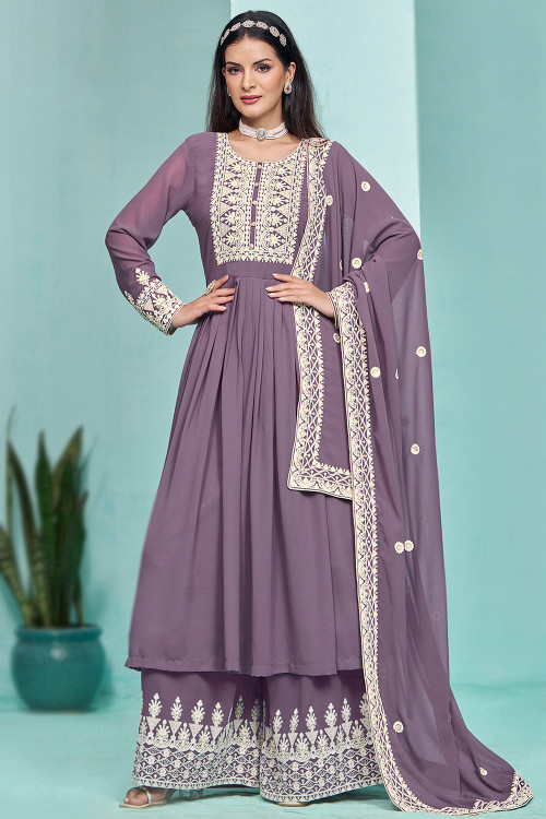 Buy 54 3XL Size Frock Style Purple Plus Size Salwar Kameez Online for Women in USA