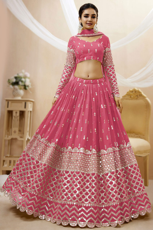 Georgette Lehenga in Blush Pink Embroidered Fabric 