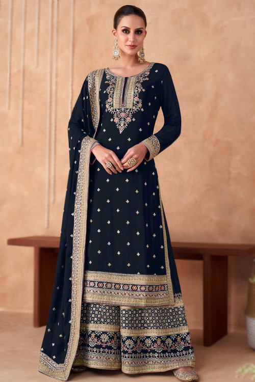 Buy Palazzo Pant Blue Sharara Suits Online for Women in Malaysia