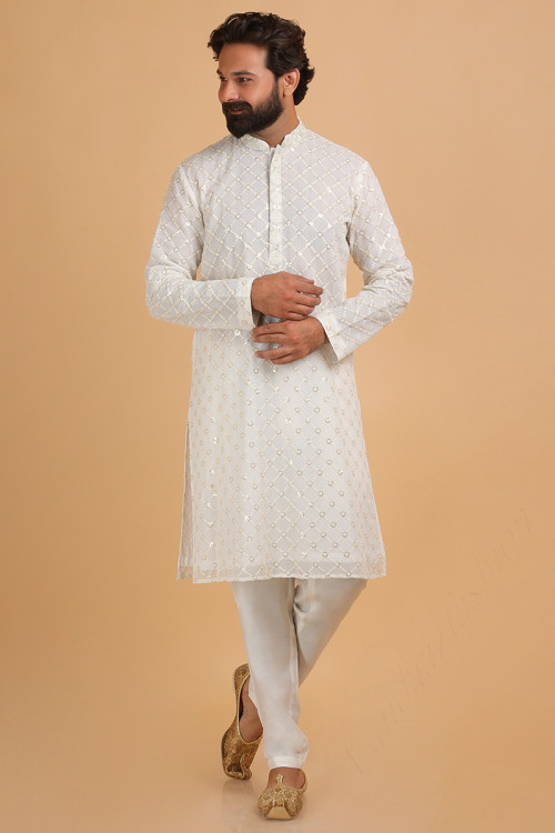 White kurta and pant sales