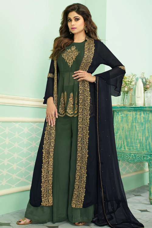 Tempting Green Georgette Palazzo Suit for Casual WJ32912  Ao dai, Indo  western dress for girls, Western dresses for girl