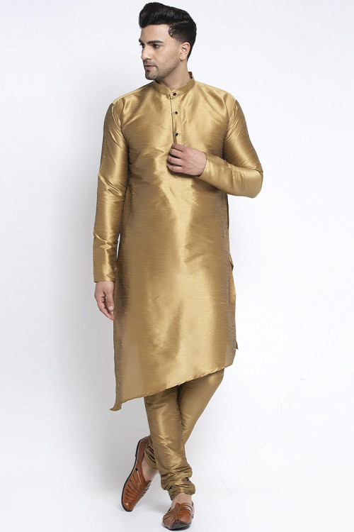 Golden kurta black pajama clearance