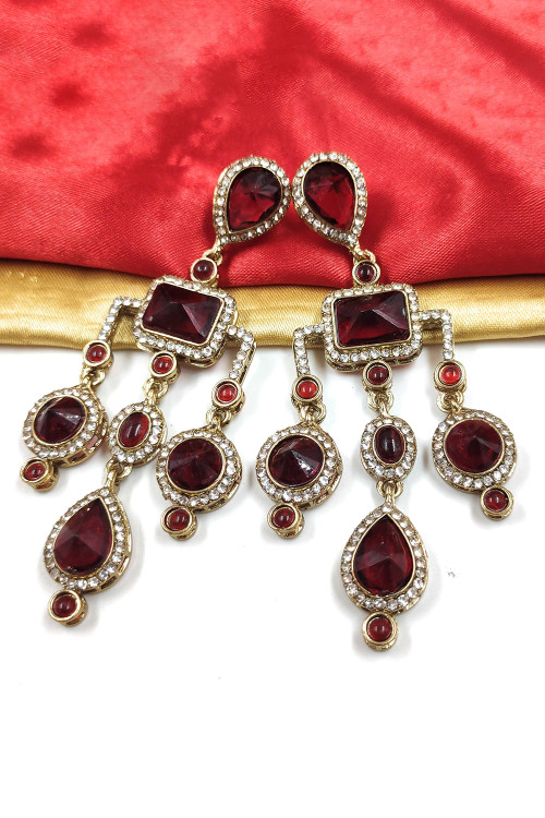 Red indian earrings discount