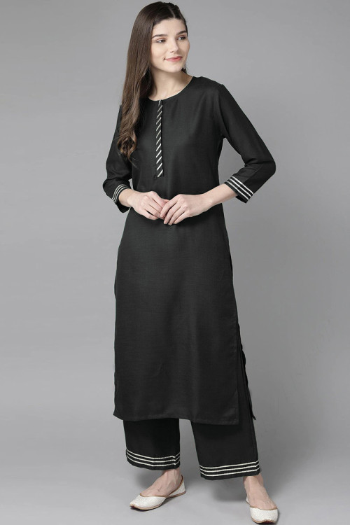 Black Plain Rayon Kurti for Casual Wear