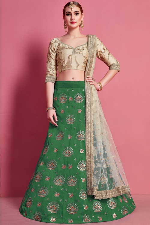Green Art Silk Floor Length Lehenga Choli