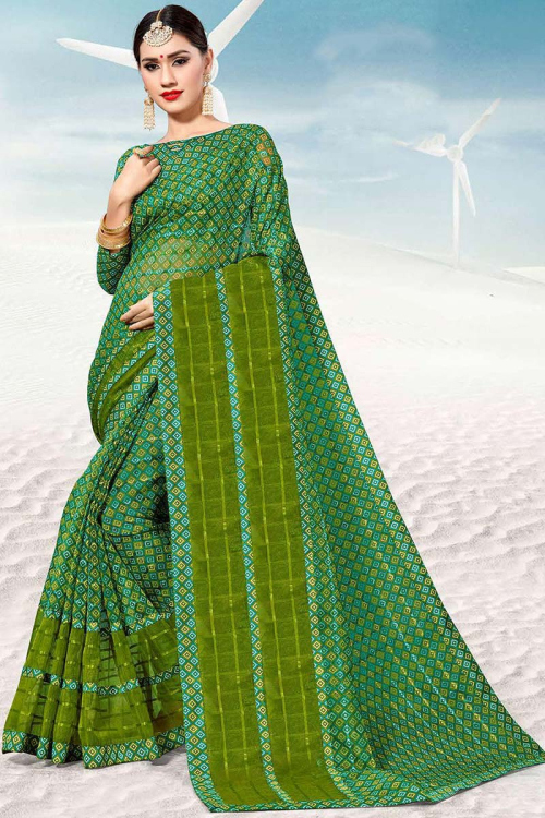 Green Art Silk Saree With Art Silk Blouse