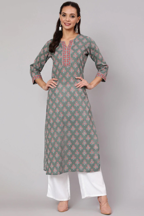 Buy Floral Semi Stitched Cotton Plus Size Kurtis Online for Women in USA