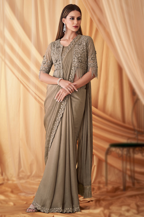 Buy 38 S 2 Size Jacket Style Georgette Plus Size Sarees Online for Women in UK