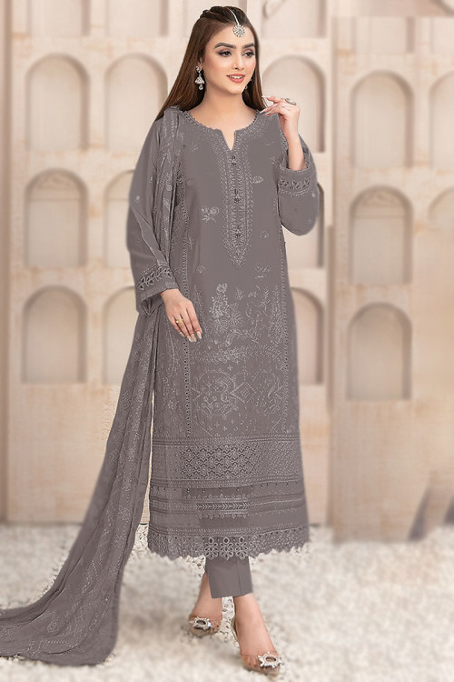 Grey Color Dresses Outfits For Eid Functions and Ramadan 2024