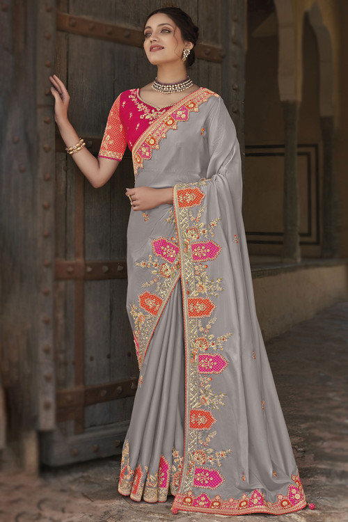 Grey Chettinad Cotton Saree