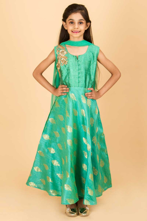 Green Color Anarkali Suit With Resham Work