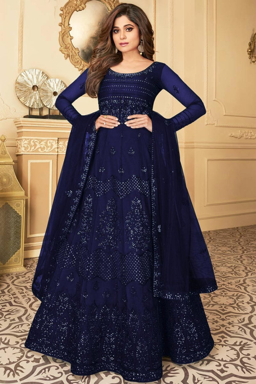 Blue full frock best sale
