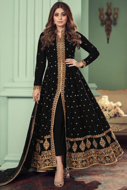 Anarkali Suit in Georgette Black with Sequins Work for Eid