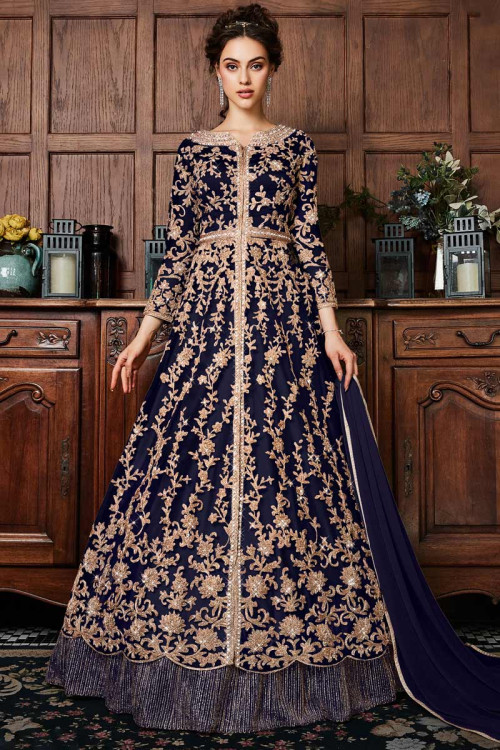 Navy and gold indian dress cheap
