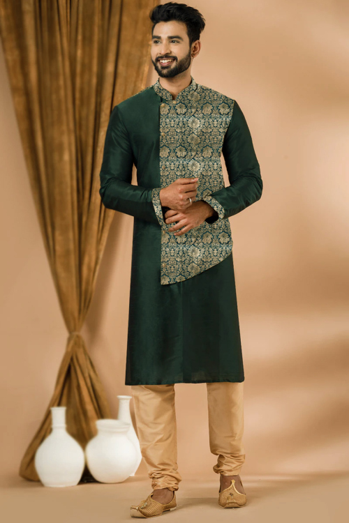 green mehndi dress for men Blended Mehndi Green Shalwar Kameez main image 1