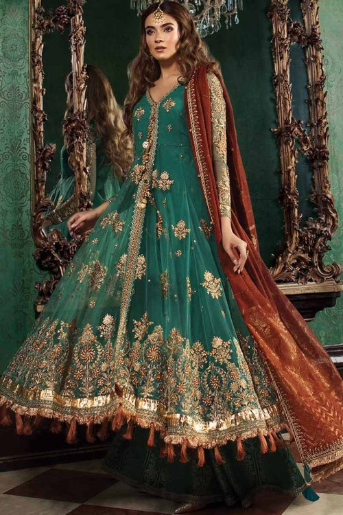 Jade Green Net Embroidered Anarkali Suit