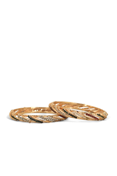Multicolor Brass Bangles with Stone & Gold Plated Finish