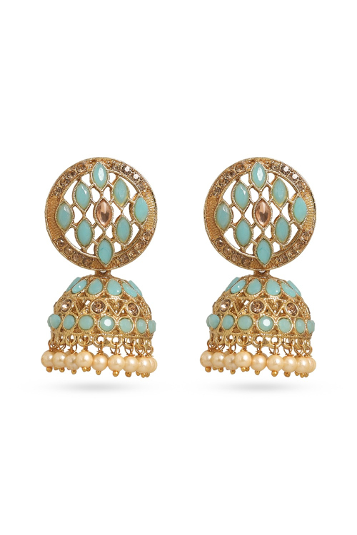 Mint Blue Stone Gold Plated Earrings