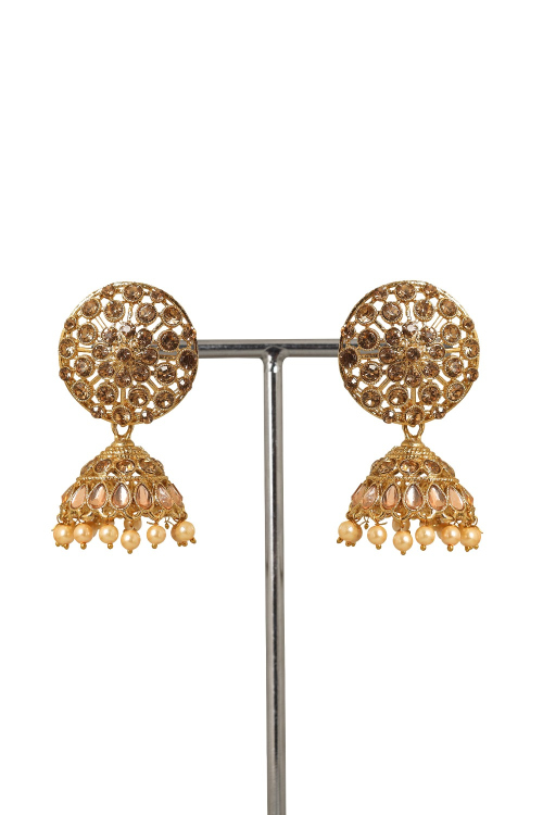 Gold Stone Work Gold Plated Earrings