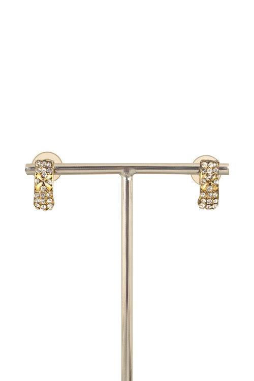 Gold Stone And Pearl Stud Earrings 