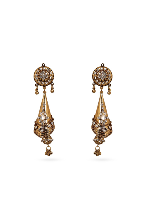 Stone Work Gold Plated Earrings