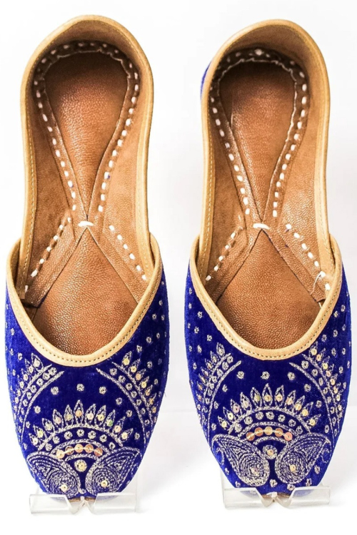 Embroidered Velvet Navy Blue Women's Jutti